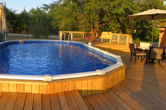 Inground Doughboy pool installed by Blue Dolphin Pools & Spas