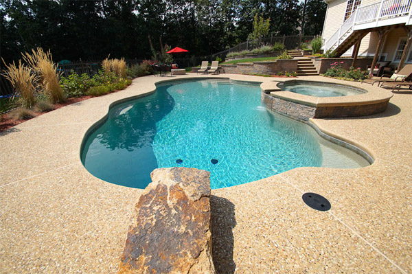 Triad hardscapes patio installed by Blue Dolphin Pools & Spas