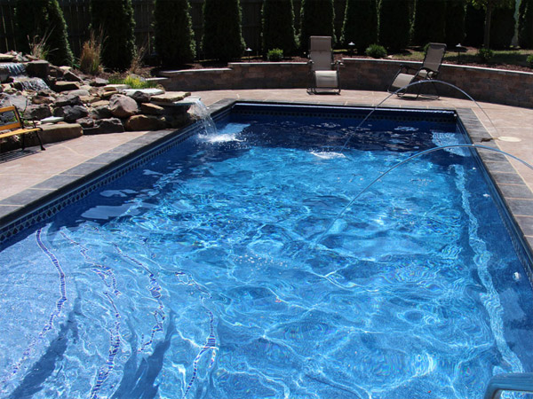 Viking fiberglass pool installed by Blue Dolphin Pools & Spas
